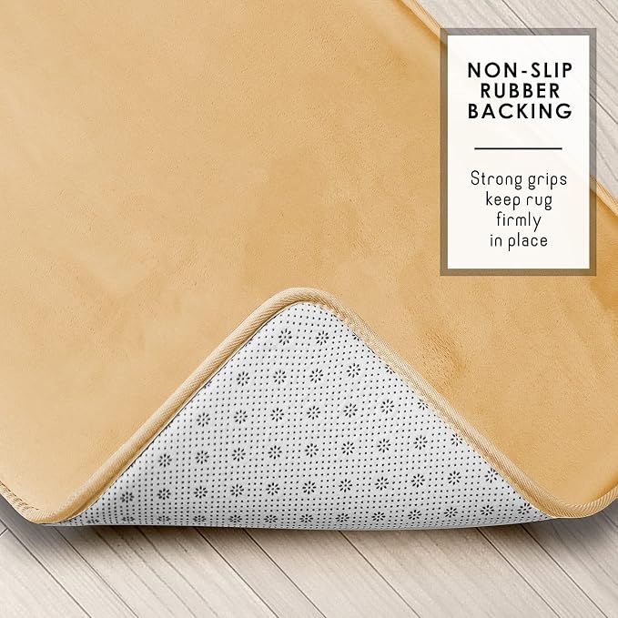Clara Clark Bathroom Rugs, Velvet Memory Foam Bath Mat, Non-Slip, Machine Washable Bath Rugs - Dries Quickly, Ultra Soft Plush Bath Mats for Bathroom, 17 x 24, Cream