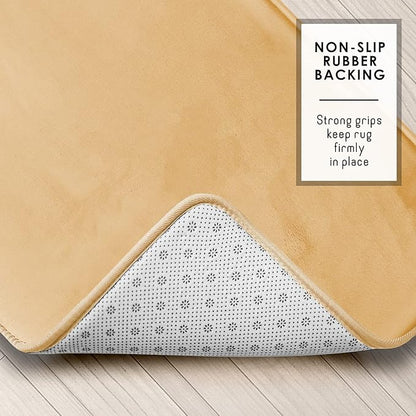 Clara Clark Bathroom Rugs, Velvet Memory Foam Bath Mat, Non-Slip, Machine Washable Bath Rugs - Dries Quickly, Ultra Soft Plush Bath Mats for Bathroom, 17 x 24, Cream