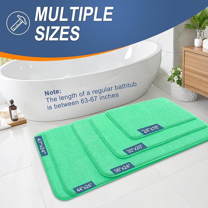 OLANLY Memory Foam Small Bathroom Rug 24x16, Absorbent Bath Mat, Mint Green | Soft Quick Dry Bath Rugs, Non-Slip Carpet, Machine Washable Mat for Bathroom Floor, Tub and Shower, Home Decor Accessories