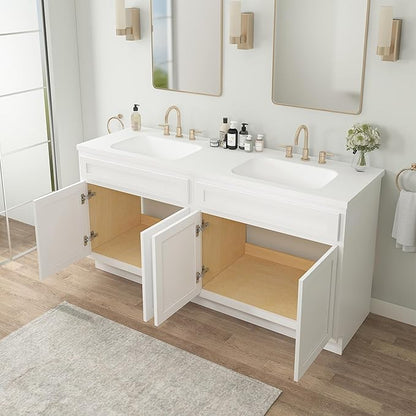Vanity Art 60 Inch Bathroom Base Cabinet Only, Double Sink Top (Not Include Sink) with Door & Soft Close Hinge, Unassembled Floor Cabinet, White, 2ea 30 Inch Combo