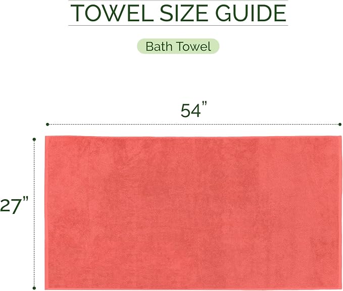 Elegant Comfort 100% Turkish Cotton Corduroy Ribbed Luxury Soft 2 Pack Bath Towels 27 x 54 Inch - Ultra Plush, Absorbent, Quick Dry, Hotel Spa Quality Towels for Bathroom Essentials, Coral
