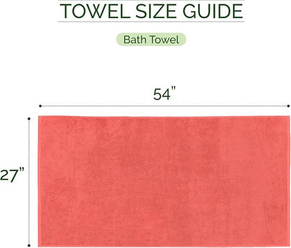 Elegant Comfort 100% Turkish Cotton Corduroy Ribbed Luxury Soft 2 Pack Bath Towels 27 x 54 Inch - Ultra Plush, Absorbent, Quick Dry, Hotel Spa Quality Towels for Bathroom Essentials, Coral