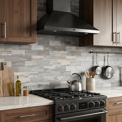 Yipscazo Peel and Stick backsplash 3 x 6 Inches 3D PVC Backsplash Wall Tile, Stick on Backsplash Tile for Kitchen Bathroom, Laundry Room, Fireplace(Light Wood, 32 Pieces)