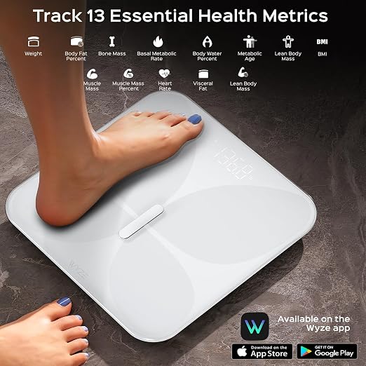 Wyze Smart Scale X Butterfly Bathroom Scale | Premium Glass, BMI Body Fat Muscle, Bluetooth App Sync, Body Composition Analyzer