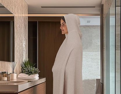 COTTON CRAFT Hooded Bath Towel for Adults – 2 Pack 100% Cotton Bath Sheet | Waffle Weave Oversized 35x70 inch Ringspun Terry Bath Wrap with a hood - Soft Super Absorbent Quick Dry – 450 GSM – Linen