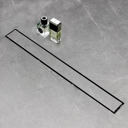 SaniteModar Linear Shower Drain 24 inch Brushed with Tile Insert Panel | AISI 304 Stainless Steel Brushed Linear Dain Rectangle Shower Floor Drain with Hair Strainer and Leveling Feet