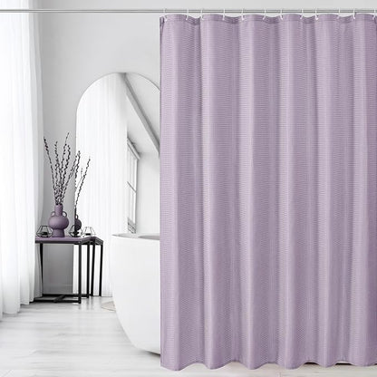 Long Lavender Fabric Shower Curtain, 72 x 78 | Tall Cloth-Textured Shower Curtain for Bathroom, Water Repellent, Machine Washable