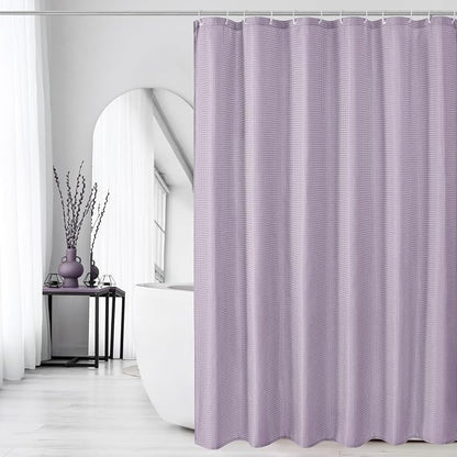 Extra Long Lavender Fabric Shower Curtain, 72 x 84 | Tall Cloth-Textured Shower Curtain for Bathroom, Water Repellent, Machine Washable