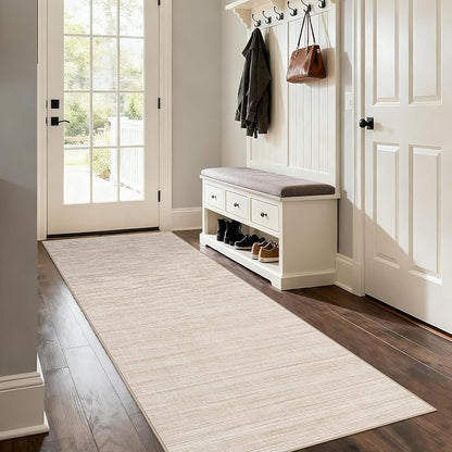 Garvee Rugs for Entryway 2x6 Kitchen Runner Rugs Non Skid Washable, Camel | Modern Solid Color Non Shedding Stain Resistant Neutral Textured Low Pile Soft Foldable Rug for Bathroom Hallway