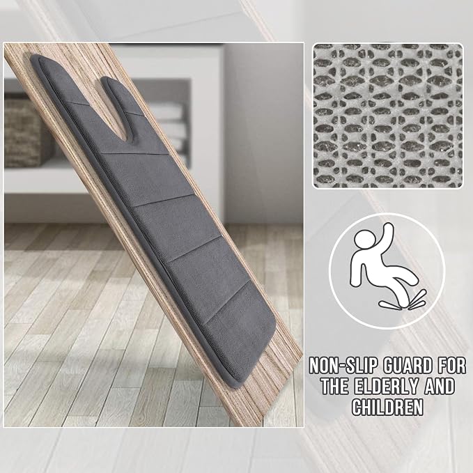 Yimobra Memory Foam Toilet Bath Mat U-Shaped, 24 X 20 Inches,Soft and Comfortable, Super Water Absorption, Non-Slip, Machine Wash and Easier to Dry for Bathroom Commode Contour Rug, Dark Gray