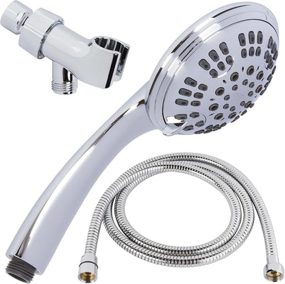 Luxury Handheld Shower Kit - 2.5 GPM - Polished Chrome | 6 Function High Pressure Removable Hand Held Showerhead with Hose and Mount, Easy Install for Boosting Low Water Flow Baths