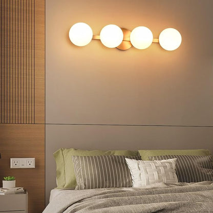 Gold Bathroom Vanity Light Fixtures, Modern 4 Lights Aged Brass Globe Wall Sconce Lighting, Porch Wall Mount Light Fixture for Bathroom, Mirror Cabinets Hallway Stairs (Aged Brass, 4-Light)