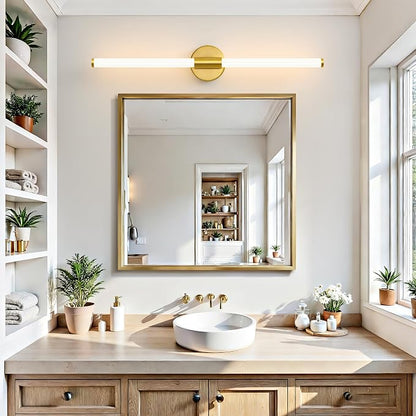 LED Bathroom Vanity Lights Gold Wall Sconce Modern 30" | 360° Bright Bathroom Light Fixture, Dimmable Vanity Light Bar, Hardwired Wall Light 3000K Warm White for Mirror