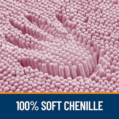OLANLY Large Bathroom Rugs 50x30, Extra Soft Absorbent Chenille Bath Rugs | Dusty Rose, Quick-Drying Rubber Backing, Machine Washable Bath Mat for Bathroom Floor, Tub and Shower, Home Decor Accessories