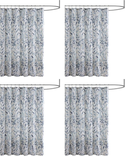 Madison Park Essentials Sofia Shower Curtain, Luxurious Botanical Print, Modern Serene Bathroom Décor, Machine Washable Bath Privacy Screen, 72x72, Multi Blue and Gray (Pack of 4)