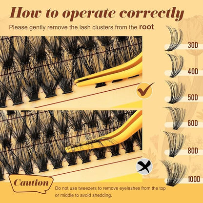 QUEWEL 580PCS Eyelash Clusters 30D+40D+50D+60D+80D+100D Wispy Lash Clusters | 10-18mm Cluster Lashes Individual Lashes Clusters Reusable for Natural DIY Cluster Eyelash Extensions for Beginners