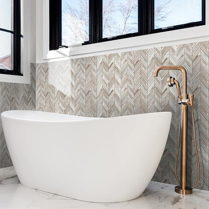 Yipscazo 10-Sheet Beige Slate Herringbone Peel and Stick Backsplash for Kitchen Walls,Heat Resistant PVC Mixed Metal Stick on Backsplash Tiles,Waterproof Peel and Stick Tile for Bathroom&Shower