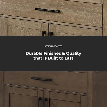 OVE Decors Bailey 36 in. Single Sink Freestanding Driftwood Oak Bathroom Vanity with White Quartz Top and Matching Backsplash