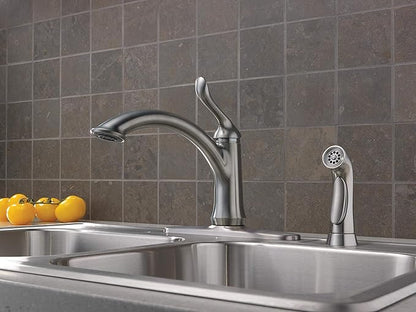 Delta Faucet Linden Single-Handle Kitchen Faucet with Side Sprayer, Brushed Nickel Kitchen Sink Faucet, Kitchen Faucet with Sprayer, Arctic Stainless 4453-AR-DST