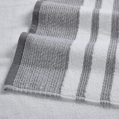 Modern Threads 6-Piece Towel Set – 100% Cotton, Quick Dry, Ultra Absorbent – Includes 2 Bath, 2 Hand, 2 Washcloths (White/Reinhart Charcoal)