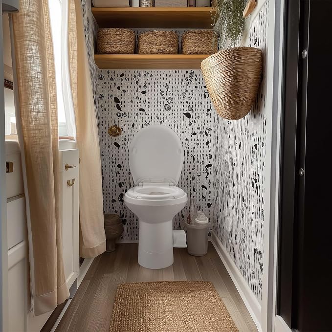 AW 20" High RV Camper Toilet with Bidet Spray Gravity Flush Elongated HDPE | Toilets for Motorhome Caravan