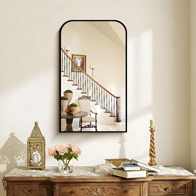 COFENY Bathroom Mirror, 18x30 inch Black Rectangle Wall Mounted Mirror with Thin Frame, Bathroom Vanity Mirrors for Over Sink, Entryway, Living Room, Bedroom