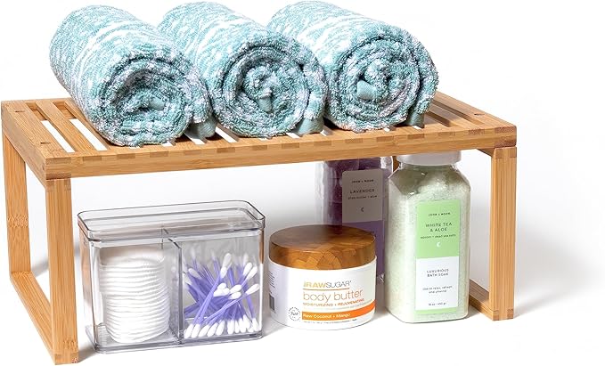 Lipper International Bamboo Kitchen Cabinet Shelf for Organizing a Pantry, Countertop, or Bathroom, 15 5/8" x 10" x 6 1/4"