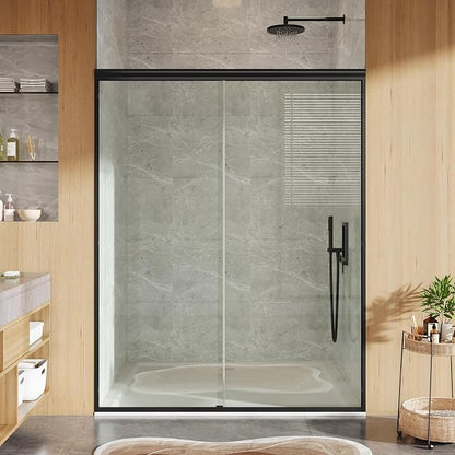Sliding Shower Door 44–48 Inch W x 72 Inch H – Framed Double Sliding Tempered Glass Shower Enclosure with Easy-Clean Coating, Safe Wet-Dry Separation Design for Family Bathrooms Matte Black