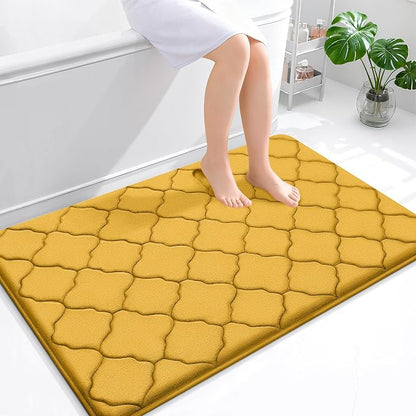 OLANLY Memory Foam Bath Mat Rug 47x32, Ultra Soft and Absorbent Bathroom Rugs, Non-Slip, Comfortable, Machine Washable Bath Carpet for Bathroom Floor, Tub, Shower and Home Decor Accessories, Yellow