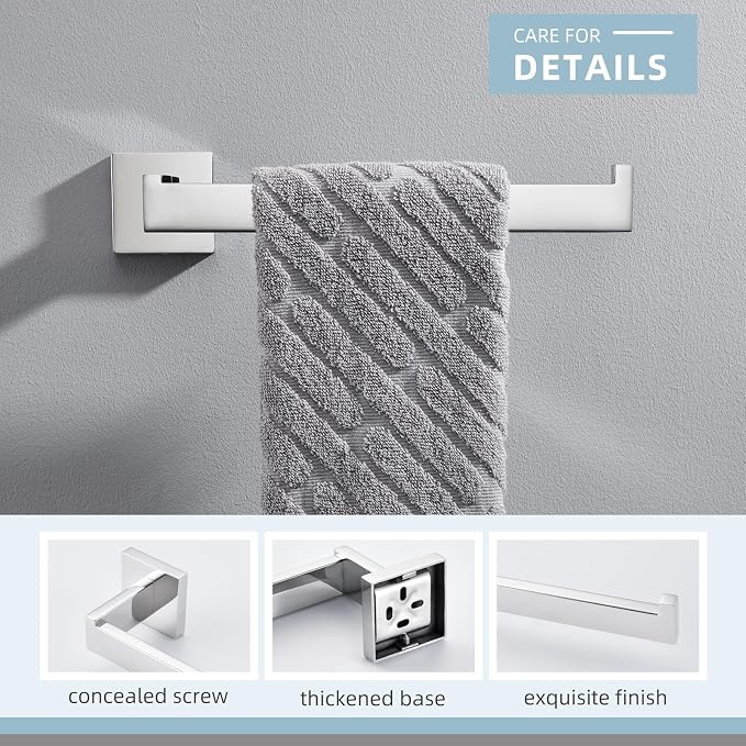 Angle Simple Towel Holder for Bathroom, Hand Towel Bar, Polished Chrome | Rustproof SUS304 Stainless Steel, Open Arm Hanger with Clean Modern Style, Use for Kitchen Shower Vanity Sink, Screw Mount