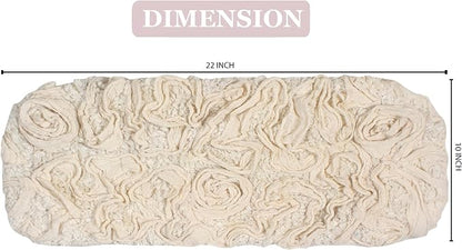 Home Weavers Bell Flower Toilet Tank Lid Cover – 10"x22", 100% Cotton, Tufted, Soft & Absorbent, Non-Slip, Machine Washable Bathroom Décor, Ivory