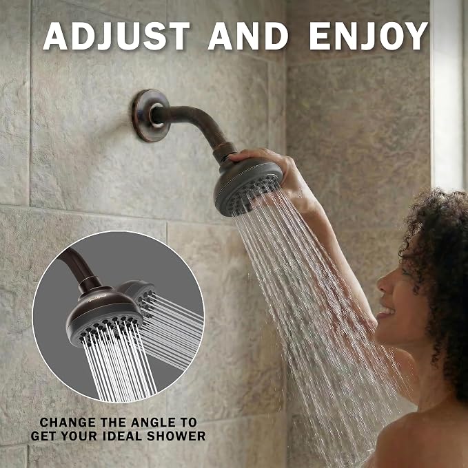 Aqua Elegante Pressure Boosting Shower Head - 1.8 GPM - Oil-Rubbed Bronze | 3 Inch Wall Mount, Water Saving Showerhead, Best For Low Flow Showers With Anti-Clog Nozzles & Adjustable Brass Fitting