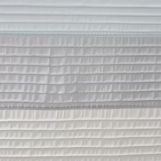 Madison Park Amherst Bathroom Shower Curtain Faux Silk Pieced Striped Modern Microfiber Bath Curtains, 72x72 Inches, Aqua (Pack of 4)