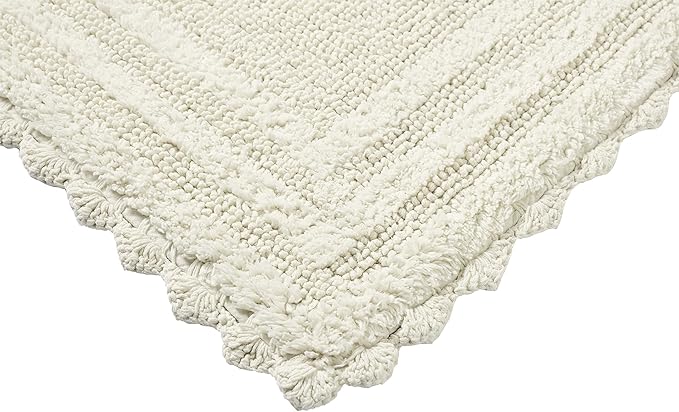 Better Trends Lilly Crochet Collection 100% Cotton 2 Piece Set (17" x 24" | 24" x 40") Bath Rug Set in Ivory