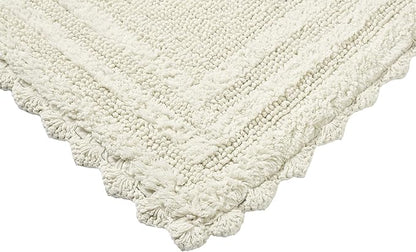 Better Trends Lilly Crochet Collection 100% Cotton 2 Piece Set (17" x 24" | 24" x 40") Bath Rug Set in Ivory