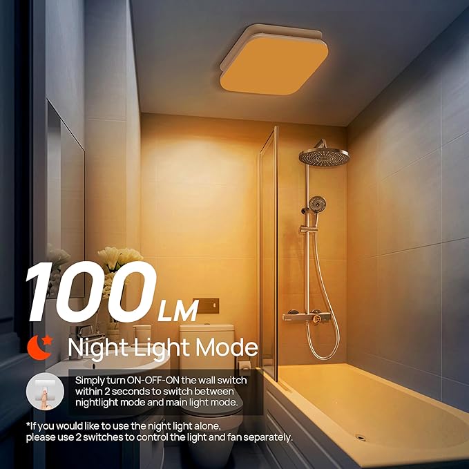 Consciot 50 CFM Bathroom Exhaust Fan with Light, Super Quiet 1.0 Sone, Suitable for mounting Hole 7.68 x 7.36 inches, 1000lm LED Light 5CCT Selectable & Nightlight, Bathroom Vent Fan for Ceiling