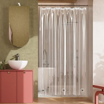 Titanker Shower Curtain Liner 60x72, Clear Plastic Shower Liner Lightweight PEVA Waterproof Shower Curtains for Bathroom with Magnets and Rustproof Grommet Holes