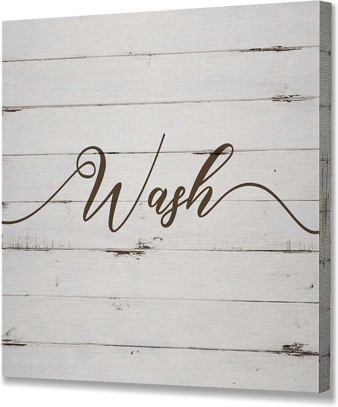 Renditions Gallery Rustic Wash Sign Bathroom Décor Gallery Wrapped Canvas Wall Art, 16x16,