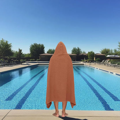 COTTON CRAFT Hooded Bath Towel for Adults – 100% Cotton Waffle Weave Towel | Oversized 35 x 70 inches Ringspun Terry Bath Sheet Wrap with a hood - Soft Super Absorbent Quick Dry – 450 GSM – Mocha