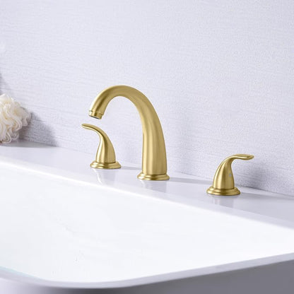 SUMERAIN 2-Handle Widespread Roman Bathtub Faucet Tub Filler with Valve Brushed Gold | 3 Holes, Tub Filler, with Valve, High Flow Rate, Traditional Design, Easy Install