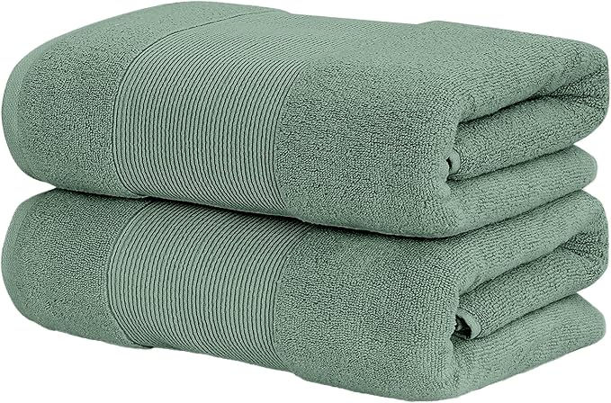 Modern Threads - Air Cloud 2-Pack 100% Zero-Twist Cotton Bath Sheet Set - Super Absorbent & Quick Dry - 500 GSM - Soft & Plush, Eucalyptus