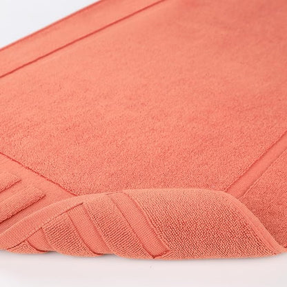 Superior 100% Cotton Bathmat Set, Bath Mat, Bathroom Decor, Shower, Bathtub Essentials, Home Accessories, Washable Rug, Absorbent, Quick Dry, Leo Collection, Set of 2, 22" x 35", Coral