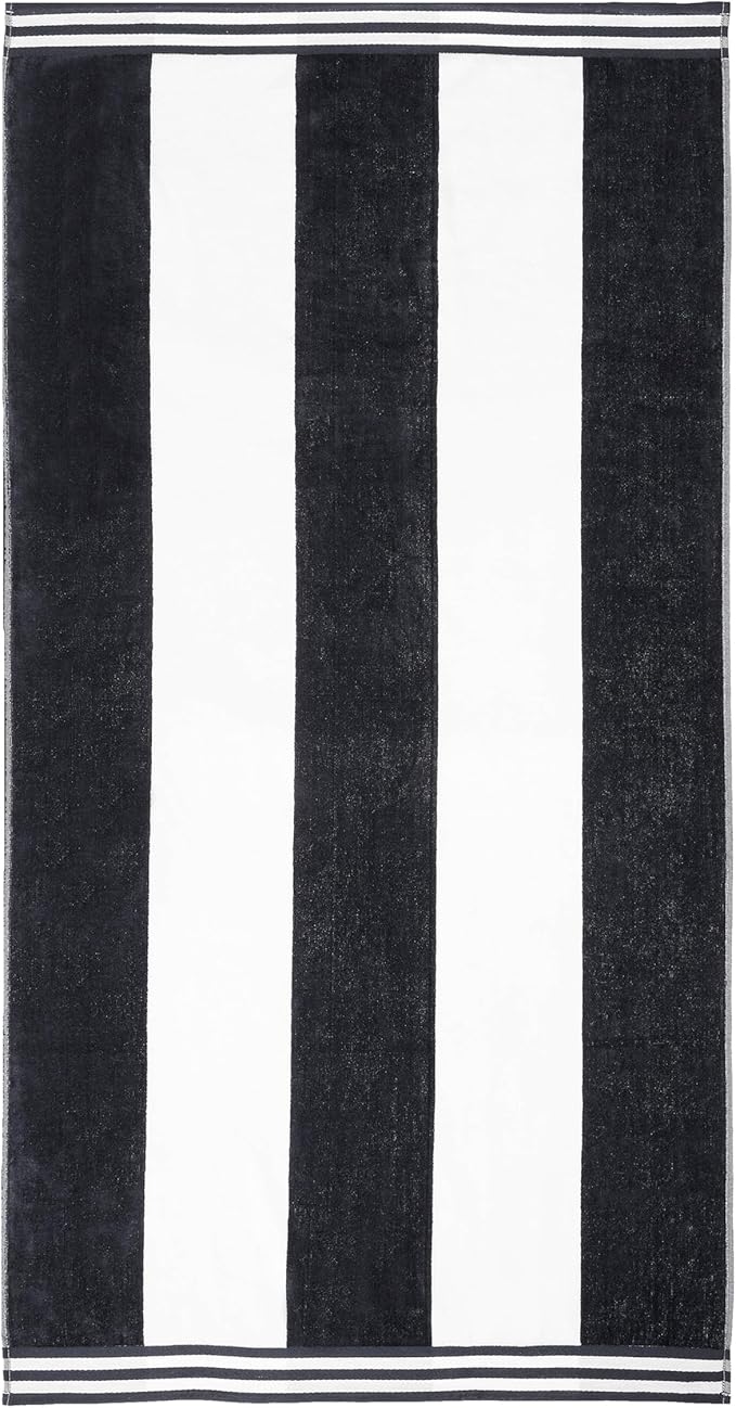 Superior Cotton Nautical Stripe Beach Towels, Colorful Towels for Adult, Kid, Pool, Swimming, Sand, Travel, Large Oversized, Absorbent, Fast Drying, Bath Basics, Cabana Collection, 1 Piece, Charcoal