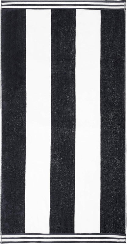 Superior Cotton Nautical Stripe Beach Towels, Colorful Towels for Adult, Kid, Pool, Swimming, Sand, Travel, Large Oversized, Absorbent, Fast Drying, Bath Basics, Cabana Collection, 1 Piece, Charcoal