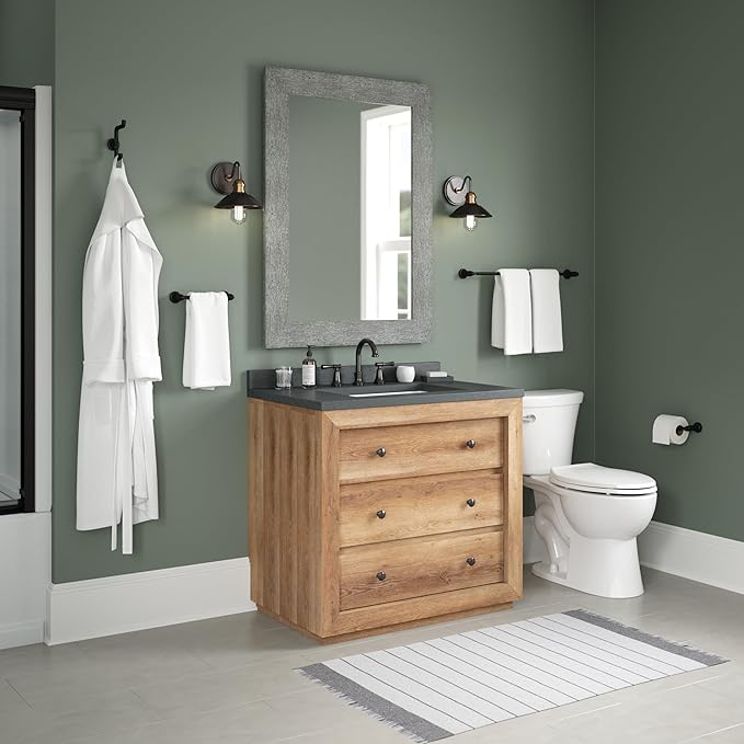 Delta Saylor 2-Piece Bathroom Set with 8 in. Hand Towel Holder and Toilet Paper Holder | Matte Black Bathroom Accessories | Bathroom Hardware Set