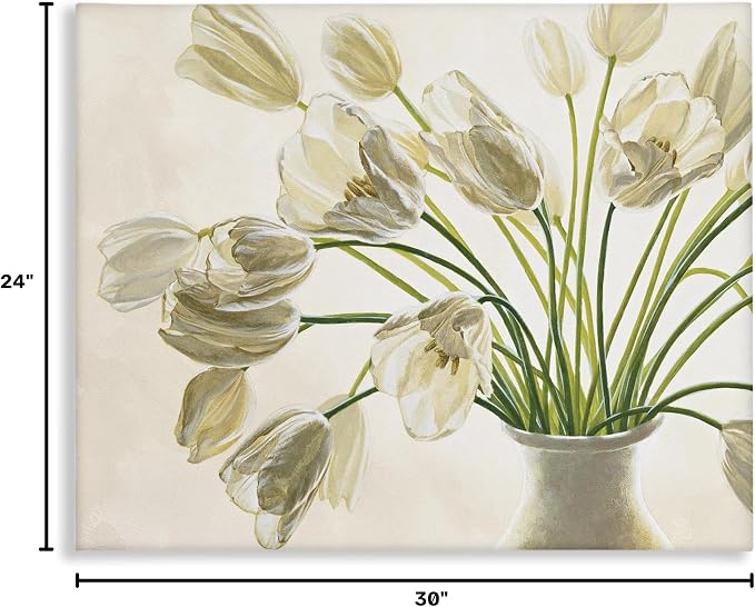 Stupell Industries 'Tranquil White Tulip Bouquet'| Canvas Art | Stupell Industries | 30 x 24 Inches, Easy to Hang and Sturdy, Made in USA, by Eva Barberini