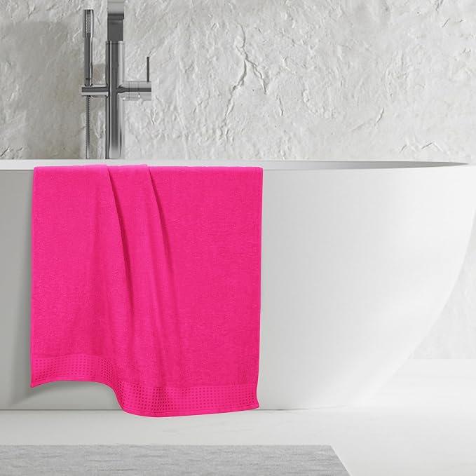 GLAMBURG 100% Cotton Oversized 2 Pack Bath Sheets 35x70, Ultra Soft Highly Absorbant Compact Quickdry & Lightweight Large Bath Sheet Set, Ideal for Gym Travel Camp Pool - Hot Pink