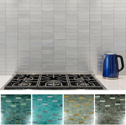 XUANINY Peel and Stick Tile Backsplash Wall Tiles, Stainless Steel, 8-Pack | Self-Adhesive, Easy to Install, Aluminum Mosaic Sticker, For Kitchen, 11.33"x11.92" Per Sheet