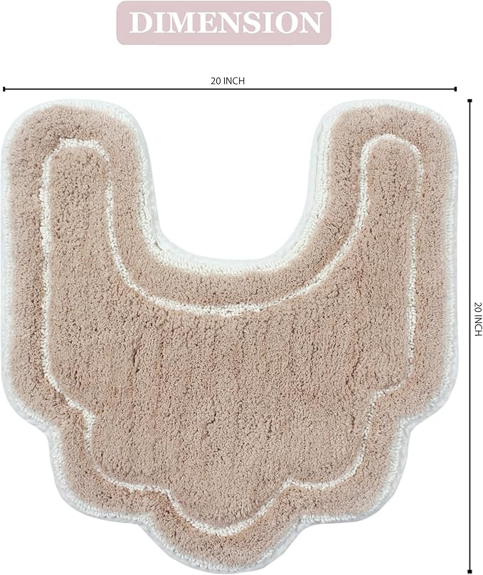 Home Weavers Allure Collection s U Shaped,Extra Thick, Non-Slip Contour Mat for Bathroom,100% Cotton Soft, Absorbent Water, Machine Washable, 20 Inch U Shaped Rug, Linen