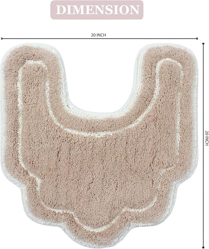 Home Weavers Allure Collection s U Shaped,Extra Thick, Non-Slip Contour Mat for Bathroom,100% Cotton Soft, Absorbent Water, Machine Washable, 20 Inch U Shaped Rug, Linen